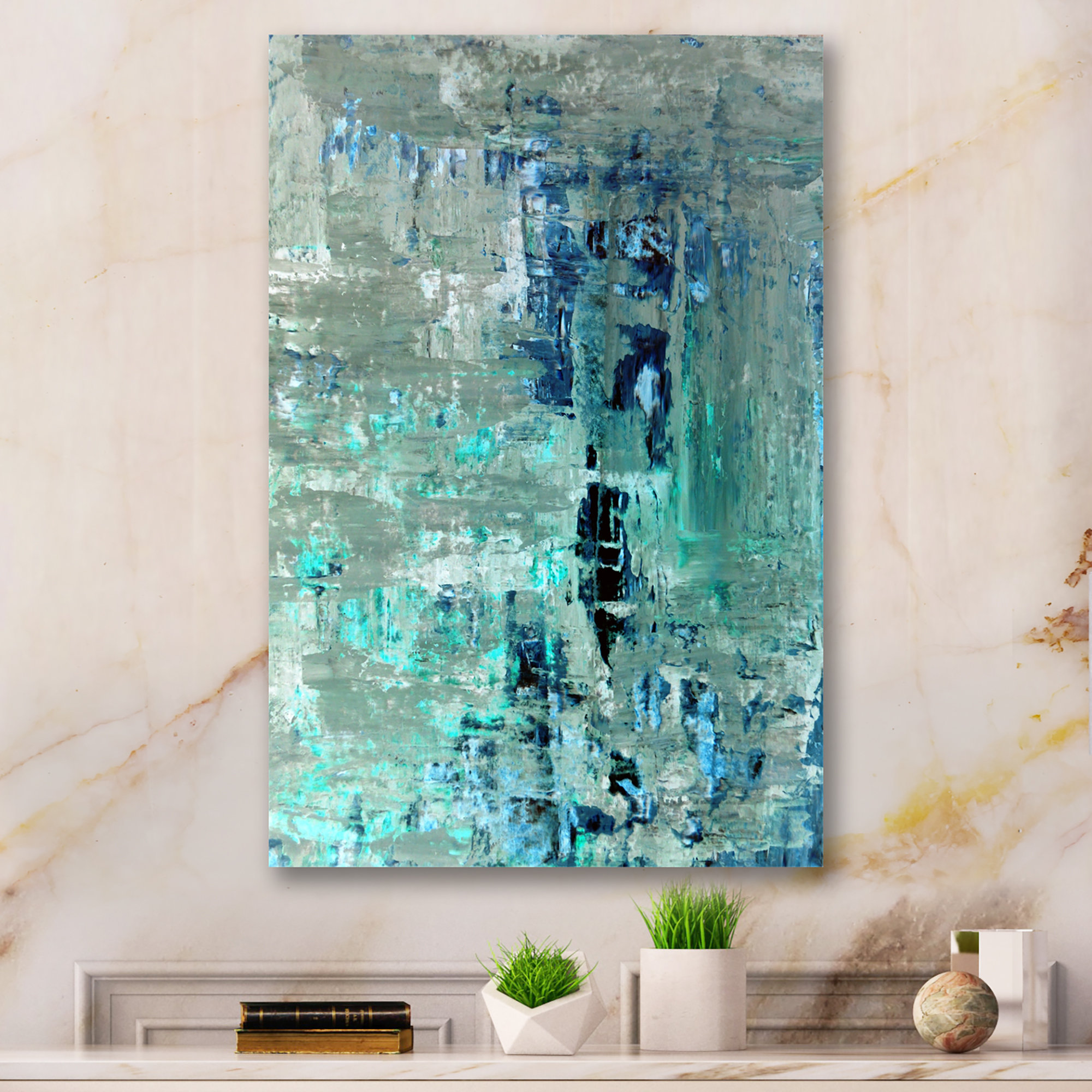 Wrought Studio Blue Meets Turquoise Abstract Art - Modern